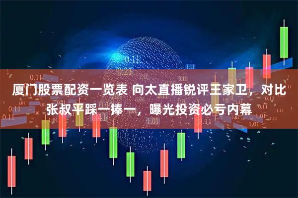 厦门股票配资一览表 向太直播锐评王家卫，对比张叔平踩一捧一，曝光投资必亏内幕